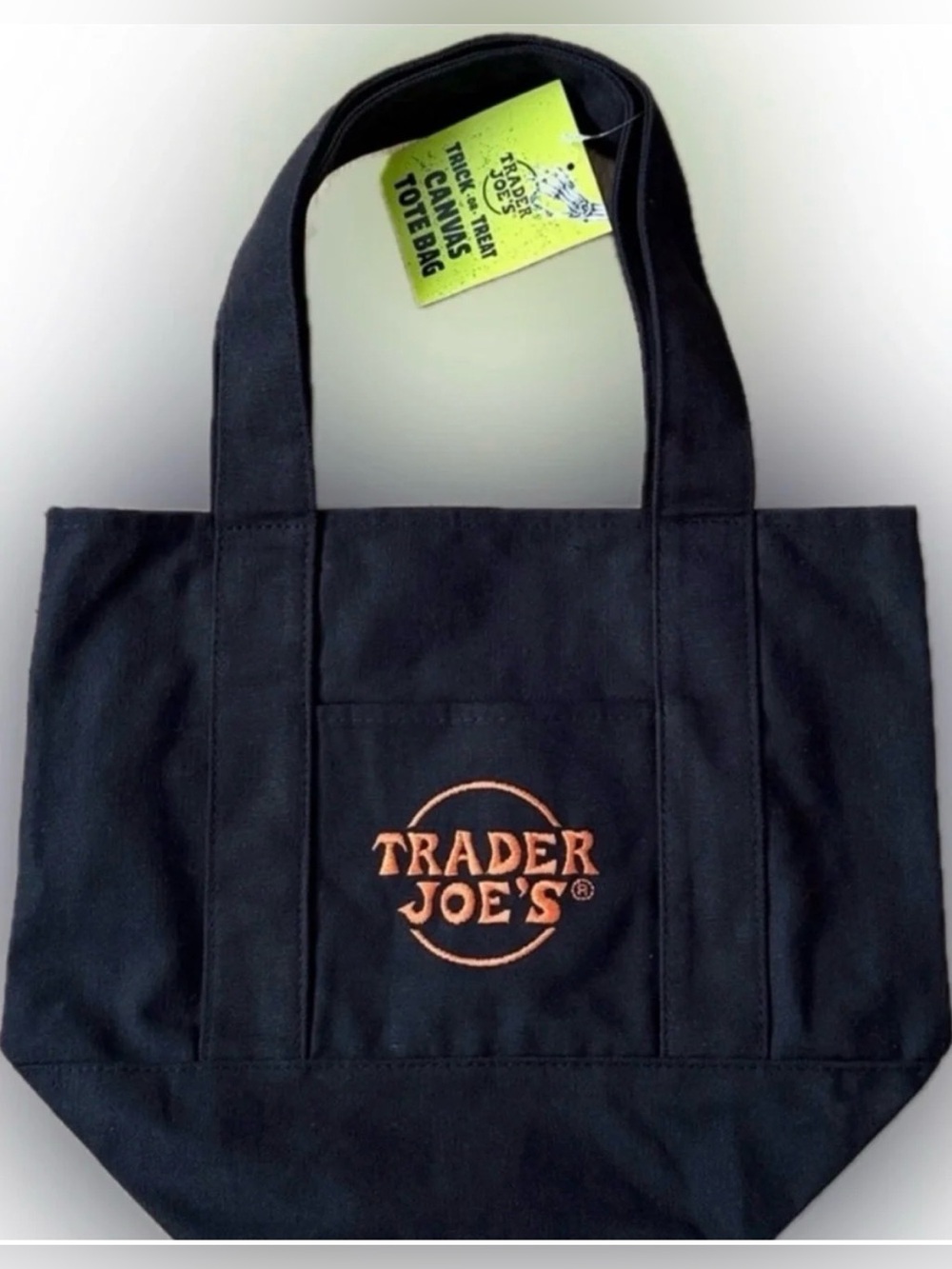 Trader Joe's Black Canvas Tote with Orange Logo
